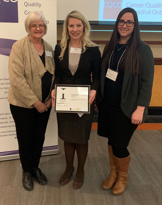 Members of the 2019 Honourable Mention team from South East Regional Cancer Program.