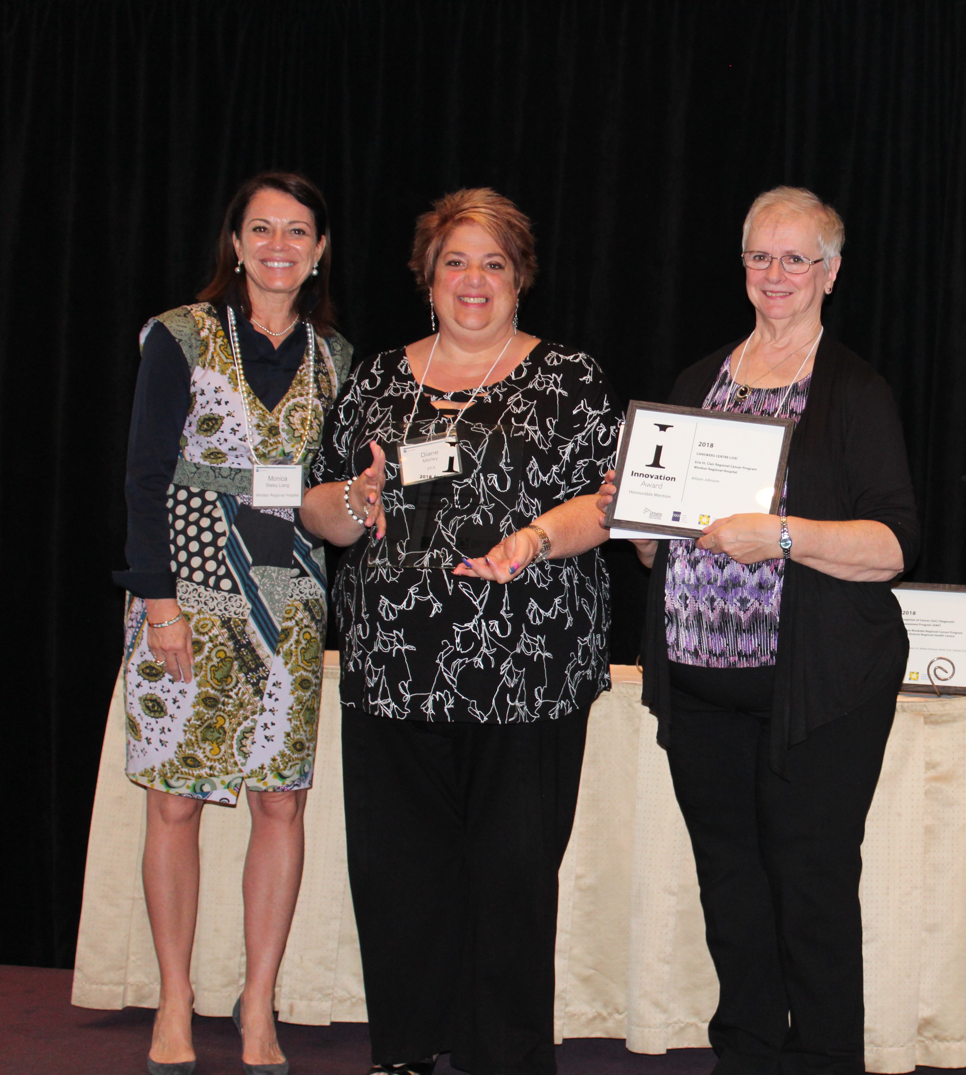 Representatives from the Erie St. Clair Cancer Program with Allison Johnson, who received an honourable mention 2018 Innovation Award.